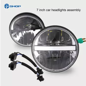 светодиодные фары H4 Halo с адаптером H4 на H13 для Land Rover 7-дюймовые светодиодные фары с янтарным указателем поворота для lada niva 4x4
