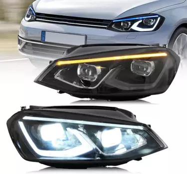 Светодиодные фары, совместимые с Golf7 MK7 2014-2019 (не подходящие TDI, GTI и Golf R) с динамической анимацией, полностью светодиодные передние фары в сборе