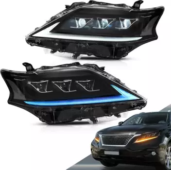 Светодиодные фары, совместимые с Lexus RX270/RX300 2013-2015, RX350 2014-2015 третьего поколения (AL10) с прозрачным отражателем с S
