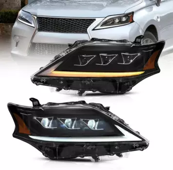 Светодиодные фары, совместимые с Lexus RX270/RX300 2013-2015, RX350 2014-2015 третьего поколения (AL10) с янтарным отражателем с S