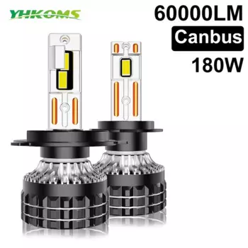 Светодиодные фары высокой мощности YHKOMS H7 H4 H11 5570 CSP Canbus H1 H8 9005 HB3 9006 HB4 Turbo, Автомобильные светодиодные фары, противотуманные фары 6000K