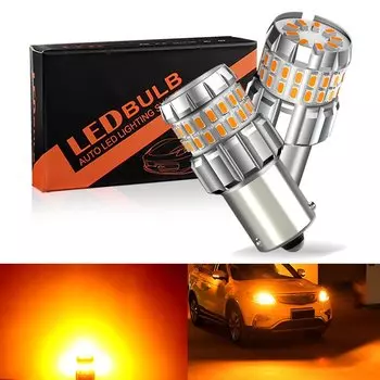 Светодиодные лампы 1156PY BAU15S S25 7507 PY21W RY10W 1500lm 60smd для автомобиля, указатель поворота, задний фонарь, желтый Bau15s (2 шт.) SAARMAT