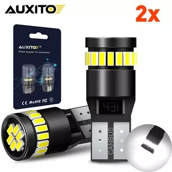 Светодиодные лампы AUXITO 2 шт. W5W T10 Canbus 6000K 24 шт. 3014 SMD 168 194 Led 5w5 Автомобильная купольная лампа заднего вида, аксессуары для интерьера