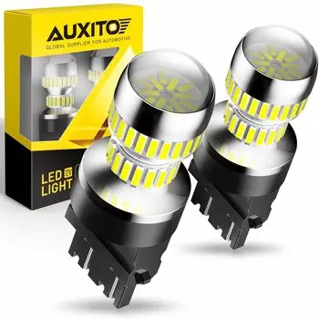 Светодиодные лампы AUXITO T25 3157 P24/7W 3156 P27W, дневные ходовые огни, супер яркие, 12 В, 6000K, белые светодиодные автомобильные фонари, 2 шт.