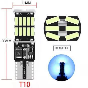 Светодиодные лампы T10 W5W для внутреннего освещения автомобиля, Сменные лампы Canbus без ошибок, T15 W16W для задних сигнальных ламп, лампа заднего хода высокой мощности 4014 SMD 12 В, 2 шт.