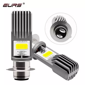 Светодиодные мотоциклетные фары EURS, 1 шт., H4, P15D, H6M, светодиодные мотоциклетные лампы, дальний/ближний свет, Сверхъяркие мотоциклетные фары, освещение для скутера, 6000K