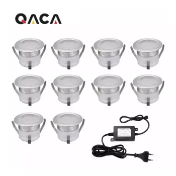 Подсветка для пола QACA, нержавеющая сталь, теплый белый, 10 шт.