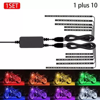 Неоновые мотоциклетные фонари, светодиодные ленты, многоцветный светильник, водонепроницаемый гибкий декоративный атмосферный светильник, RGB-управление звуком для Harley