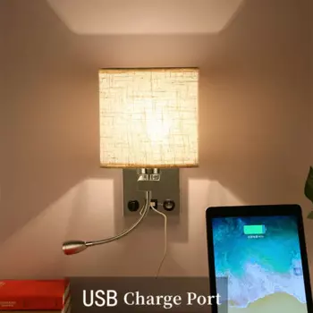 Светодиодные прикроватные настенные лампы с 2,0 USB-портом, 1 Вт, прожектор, Современное Внутреннее освещение в скандинавском стиле для спальни, кабинета для чтения, коридора, Декор