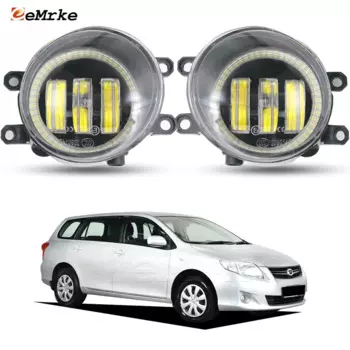 Светодиодные противотуманные фары для Toyota Corolla Fielder E140 2009 2010 2011 2012 Автомобильная фара PTF с ангельскими глазами DRL + прозрачные линзы L & R Side