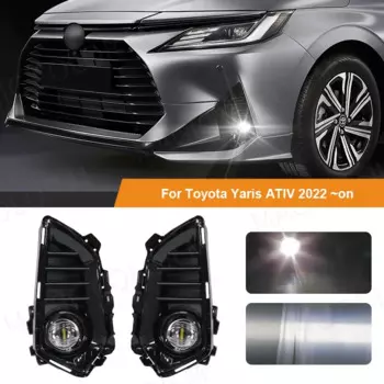 Светодиодные противотуманные фары для Toyota Yaris Ativ 2022 2023 DLAA, дневные ходовые огни, освещение переднего бампера, крышка фары, жгут проводов, реле 12 В
