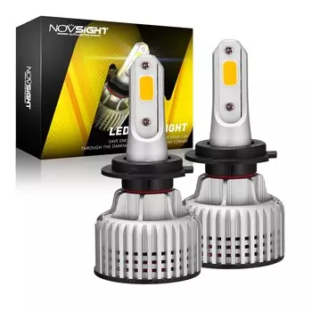 Светодиодные противотуманные фары NOVSIGHT H11, лампы H1 H8 H9 H3 H4 H7, автомобильные аксессуары, 3000 К желтые 72 Вт лм, миниатюрный дизайн, Автомобильные противотуманные фары