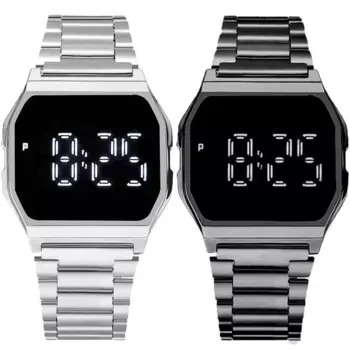 Светодиодные сенсорные часы, мужские цифровые часы, роскошный браслет из нержавеющей стали, электронные наручные часы, деловые мужские часы Reloj Hombre