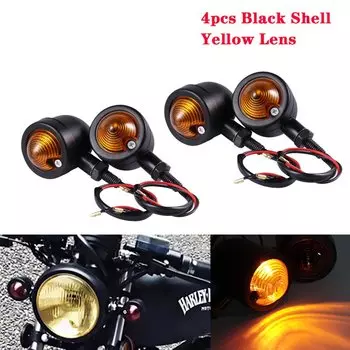 Светодиодные указатели поворота для мотоцикла, янтарно-красные стоп-сигналы, указатели поворота, мини-лампа Bullet Moto 12 В для Honda Harley