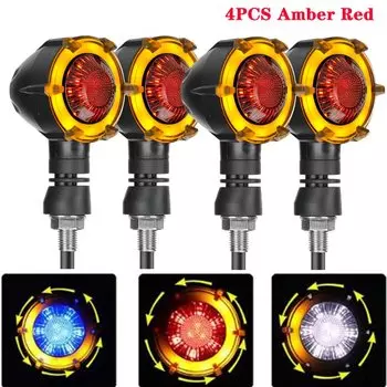 Светодиодные указатели поворота для мотоцикла, светодиодные янтарные последовательные плавные мигалки, 12 В, ретро, двухцветный индикатор для мотоцикла, мигалка