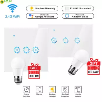 Светодиодный диммер 220 В/110 В, Wi-Fi диммер Ewelink, умный сенсорный выключатель света, лампочка диммера, работает с Alexa Google Assistant