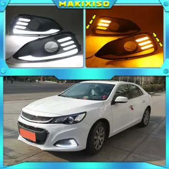 Светодиодный дневные ходовые огни DRL Для Chevrolet chevy Malibu 2016-2018, желтые указатели поворота, COB дневные ходовые огни