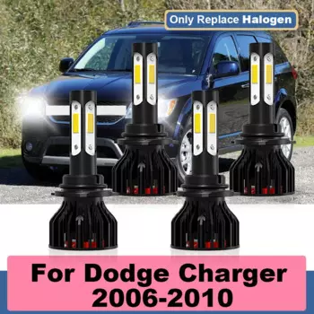 Светодиодный фары высокой низкой Авто 12V фары COB 360 ° Luces для Dodge Charger 2006 2007 2008 2009 2010 автомобильные лампы 12V Белый