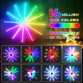 Светодиодный фейерверк, светодиодная гирлянда, RGB неоновая гирлянда, Bluetooth, управление через приложение, синхронизация музыки, спальня, свадебный рождественский декор