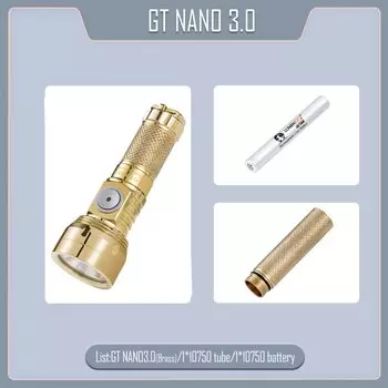 Светодиодный фонарик EDC, 700 люмен, латунный фонарь для кемпинга, USB Type C, 10280/10750, перезаряжаемая лампа, 400 м, уличный светильник GT NANO 3.0