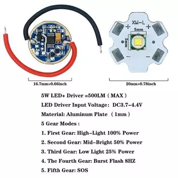 Светодиодный фонарик warm and happy 3Вт/5Вт/10Вт/18Вт 5 режимов