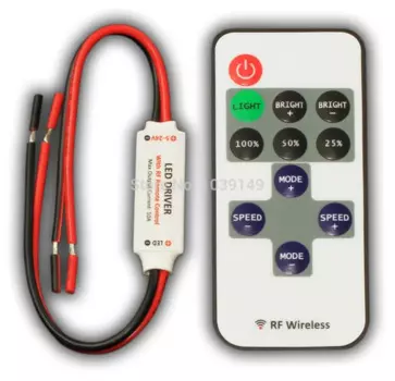 Светодиодный мини-контроллер, R106 RF беспроводной одноцветный светодиодный контроллер, вход 5 ~ 24 В постоянного тока, 12 А, радиочастотный беспроводной пульт дистанционного управления типа карты