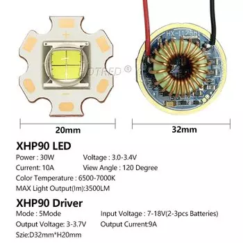 Светодиодный модуль XHP90 +32mm 5Mode Driver