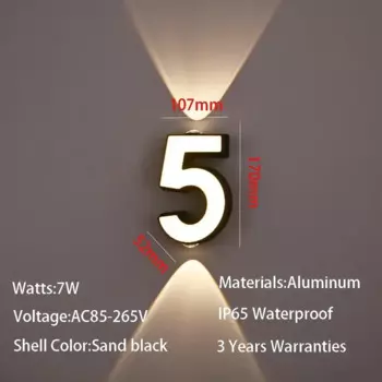 Светодиодный настенный светильник черный 7 Вт IP65