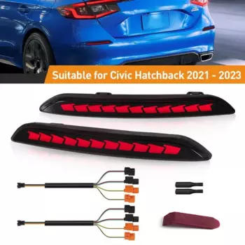 Светодиодный отражатель для заднего бампера Honda Civic Hatchback 2021 2022 2023, автомобильная Тормозная сигнальная лампа, водонепроницаемые автомобильные аксессуары 12 В