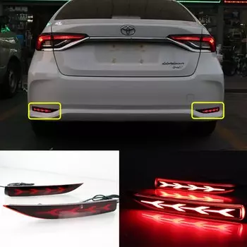 Светодиодный отражатель заднего бампера, сигнальная лампа для Toyota Corolla 2019 2020, функция в качестве стоп-сигнала дальнего света, динамический поворотник