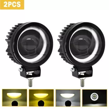 Светодиодный рабочий фонарь Angel Eye Противотуманная фара для вождения DRL Круглый внедорожный светодиодный прожектор 4 дюйма 40 Вт Мотоциклетная фара для Jeep ATV SUV Грузовик