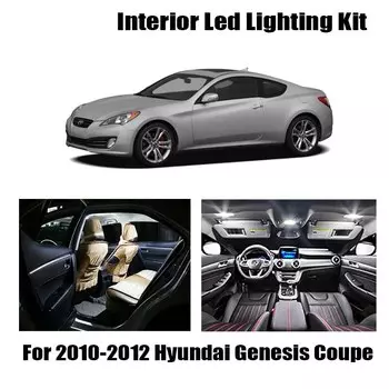 Светодиодный светильник без ошибок для салона автомобиля, 9 шт., для Hyundai Genesis купе 2010-2012, 12 В, карта, купольная лампа для багажника, номерной знак