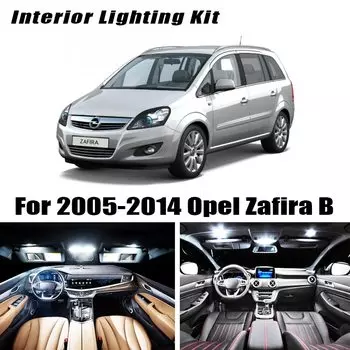 Светодиодный светильник для салона автомобиля, 11 шт., лампы для Opel Zafira B 2005-2014,Canbus, Белый светодиодный футляр для перчаток, купольный светильник для чтения багажника