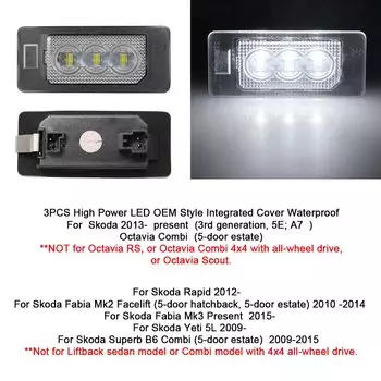 Светодиодный светильник номерного знака для Skoda Octavia Superb B6 Combi Fabia Mk3 Rapid Yeti для Audi A3 A4 A6, бесплатная лампа номерного знака