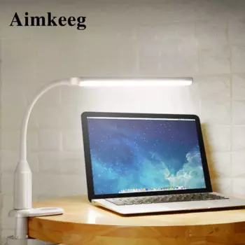 Светодиодный светильник с защитой глаз и зажимом, приглушаемый светильник на прищепке для обучения, сгибаемый светильник с сенсорным управлением, 5 Вт, USB