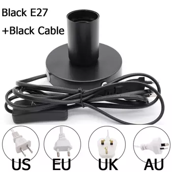 Светодиодный удлинитель шнура питания для E27, черный/белый/золотой/серебристый