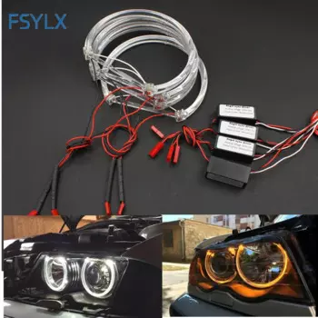 Светодиодсветодиодный ангельские глазки FSYLX для BMW E46, без ошибок, SMD, ангельские глазки E36, E38, E39, E46, проектор, белый, желтый, красный, синий, ангельские глазки