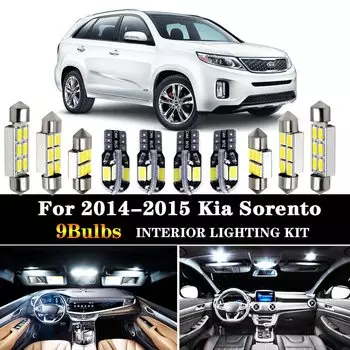 Светодиодсветодиодный лампы для салона автомобиля, 9 шт. посылка комплект для Kia Sorento T10 2014-2015, 31 мм, 39 мм