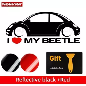 Светоотражающая наклейка на окно автомобиля, забавная виниловая наклейка на бампер автомобиля, графика багажника для VW Volkswagen Beetle, аксессуары