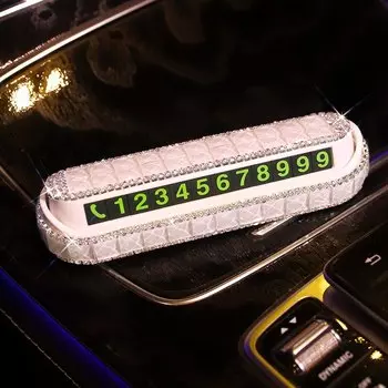 Светящаяся временная парковочная карта с бриллиантами и стразами для автомобиля, карта с номером ночного телефона, скрытый автомобильный мобильный временный знак остановки, интерьер