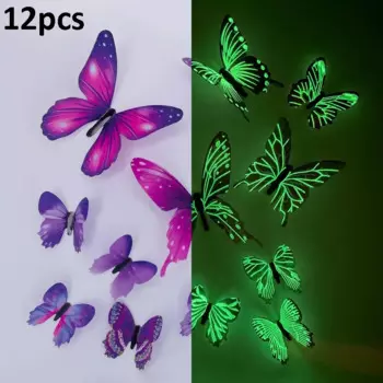 Светящиеся наклейки бабочки 12 шт.