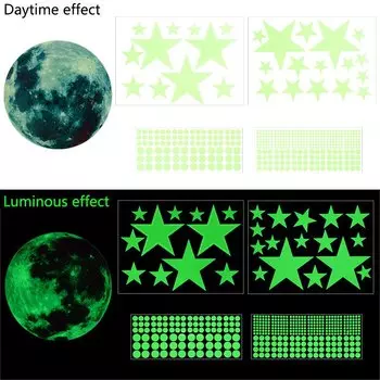 Светящиеся наклейки на стену Звезды Луна Самолет ZQCXLD 448 шт