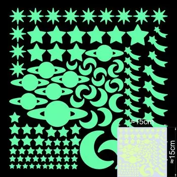 Светящиеся наклейки NICELET для стен луны и звезд