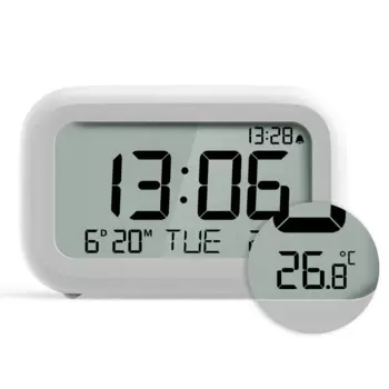 Светящийся светодиодный Будильник восход и кальмар Беспроводное зарядное устройство деревянное зеркало Ретро будильник