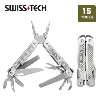 SWISS TECH 15 в 1, многофункциональные складные плоскогубцы, пружинные ножницы, карманный нож, EDC, многофункциональный инструмент, товары для кемпинга на открытом воздухе
