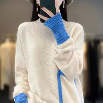 Свитер большого размера одежда 2023 Осень/Зима 100% кашемировый шерстяной свитер женский вязаный пуловер с высоким воротником Свободный модный топ