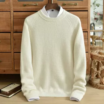 Свитер из чистого кашемира, мужской зимний двунильный толстый пуловер с круглым вырезом, модный вязаный повседневный однотонный свитер в корейском стиле