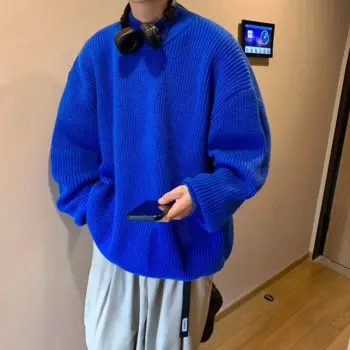 Свитер LAPPSTER мужской с высоким воротником, однотонный яркий вязаный винтажный пуловер в стиле Харадзюку, корейский стиль оверсайз, Y2k, 2023