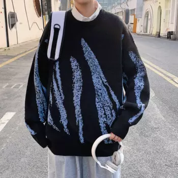 Свитер мужской оверсайз в стиле Харадзюку, весна 2022, японский свободный винтажный вязаный свитер, модная уличная одежда, пуловеры с круглым вырезом, трикотажная одежда