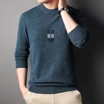 Свитер мужской с круглым вырезом, 100% шерсть